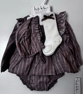 Nicole Miller Girls Dress Style with Bonnet Socks Set Size 6-9 Months - Picture 1 of 5