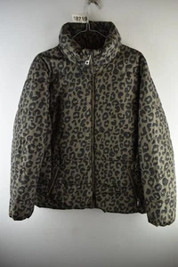 MARKS AND SPENCER Grey Leopard Print Padded Jacket size Uk 16 Womens Full Zip - Picture 1 of 8