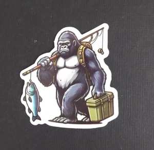 Gorilla Fishing Carrying Gear Sticker 2.38" x 2.25" (E) - Picture 1 of 2