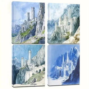 4pcs The White City in The Lord of The R Wall Art Canvas Unframed/Framed - Picture 1 of 7