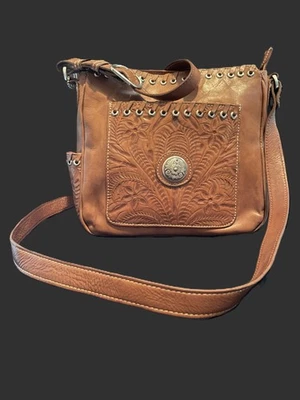 Bolso Bandolera Bolso de Hombro American West Harvest Moon Tooled Cuero Foto 1 de 4