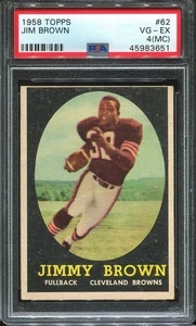 1958 Topps #62 Jim Brown RC PSA 4 (MC) Cleveland Browns Salón de la fama Universidad de Syracuse - Imagen 1 de 1