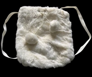 Old Navy white Faux Fur Small  Backpack 90s Y2K Cottagecore Streetwear - Picture 1 of 10