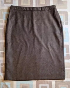 Daks Chocolate Brown 100% Pure New Wool Knee Length Pencil Skirt - Size 14 - Picture 1 of 4