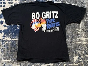 Vintage 90s Adult Large Black Short Sleeve Crewneck Shirt George Bush Bo Gritz - Picture 1 of 9