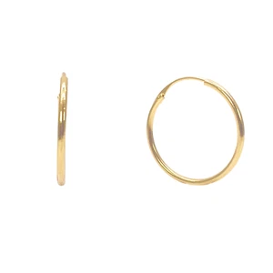 Par de aretes tipo argolla lisos de oro amarillo de 22 quilates de 20 mm - Imagen 1 de 8