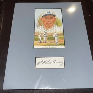 Wm H Bill Terry signed cut Autographed Perez Steele Postcard Matted Frame Ready - Picture 1 of 4