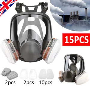 6800 Full Face 15 IN 1 Gas Mask Chemical Vapor Paint Spray Respirator 95% Filter - Picture 1 of 12