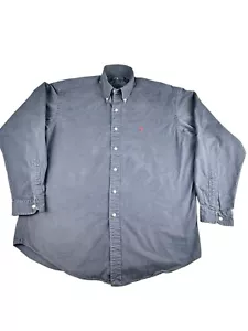 Ralph Lauren Blake 100% Cotton Navy Blue Button Down Shirt Size Large Red Pony - Picture 1 of 13