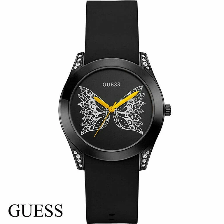 GUESS Women's Watch W0023L10 Time to Give Silicone Rhinestone Wristwatch