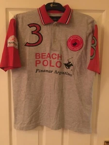 Polo pringamoza pequeña camiseta ecuestre playa polo gris y rojo número 3 - Imagen 1 de 11