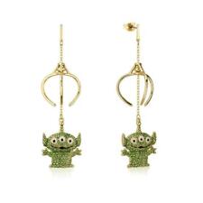 Disney Couture Kingdom Toy Story Alien Crystal Claw Drop Earrings Yellow Gold