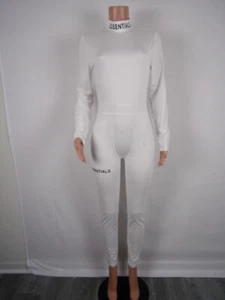 Blush Mark Long Sleeve Mock Neck Jumpsuit SIZE: L WHITE/GRAPHIC DESIGN - Picture 1 of 5