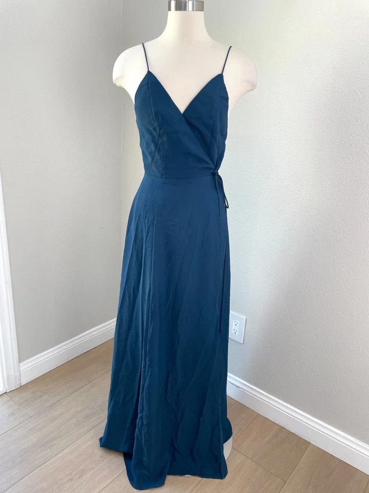 Maxi Vestido Fame and Partners Para Mujer 6 Azul Tilbury Envolvente Sin Mangas abertura Alta Foto 1 de 4