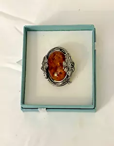 Vintage Sterling Amber Brooch/pentant - Imagen 1 de 5