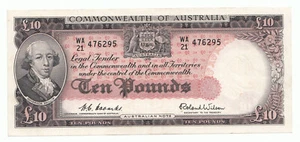 1954 Australia Coombs Wilson COMMONWEALTH BANK 10 Pound Note EF Details - Picture 1 of 2