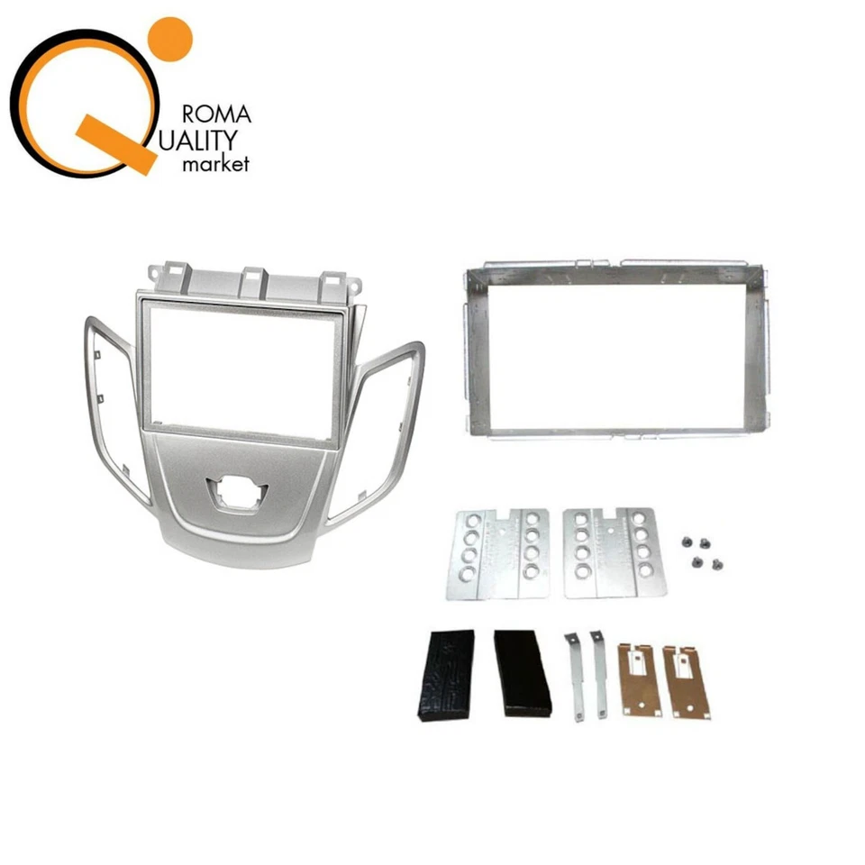 Kit fissaggio Autoradio 2 DIN Fit Ford Fiesta VI senza cupola colore Argento - Immagine 1 di 1