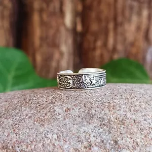 Anillo de dedo del pie sol, luna y estrella | Anillo de dedo ajustable de plata maciza 925 - Imagen 1 de 5