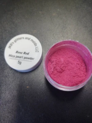 Rose Red Mica Pearl Powder 5 grams in a jar - Image 1 of 4