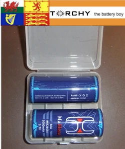 2x Mahero 5400mAh 26650 Batteries 3.7V Rechargeable + Protective Case FREE P&P - Picture 1 of 6
