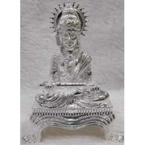 Annapurna Devi Idol In Pure 925 Silver / Goddess Annapoorna Idol In Silver - Picture 1 of 1