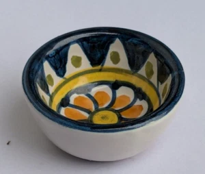 Miniature Mexican pottery Talavera style bowl salt ring holder artist signed - Picture 1 of 4