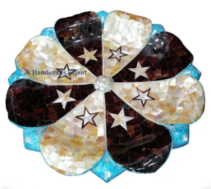 11" Luxury Marble Inlay Fruit Bowl Decorative Item Home Decor For Dinning Hall - Picture 1 of 9