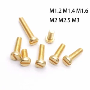 Brass Cheese Head Slotted Screws DIN84 M1.2 M1.4 M1.6 M2 M2.5 M3 Metric - Picture 1 of 5