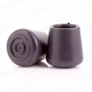 PACK OF 2 BLACK 19mm RUBBER FERRULE Anti-Slip Walking Stick/Cane/Crutch Grip End - Picture 1 of 2