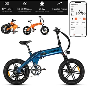 20" Electric Folding E-Bike Urban 1500W Peak 48V Fat Tire 8 Speed App Control - Picture 1 of 20