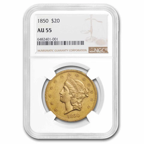 1850 $20 Liberty Gold Double Eagle AU-55 NGC - SKU#153774 Cover