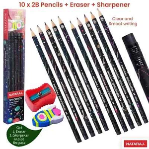 APSARA SpaceKids 10 x Rubber Tipped Pencils Sharpener Eraser Pack School Home - Picture 1 of 9