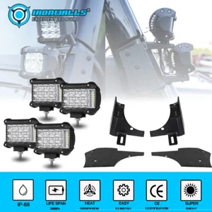 4" LED Light Bar Combo Pods +A-Pillar Mount Bracket for Jeep Wrangler TJ 1997-06 - Picture 1 of 12