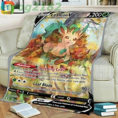 Limitado Pokemon Leafeon Tarjeta Anime Edredones Manta Lindo Diseño Envío Rápido Foto 1 de 4