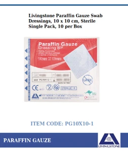 2 x Livingstone Paraffin Gauze Swab Dressings 10x10cm Sterile Single Pack 10/B - Picture 1 of 2