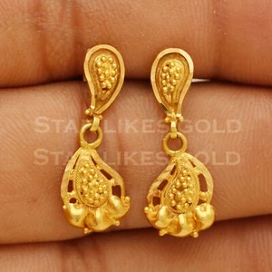 Stud Earrings Light weight Everyday Wear Earrings, 18k Solid Gold Earrings - Picture 1 of 6