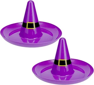 Halloween Plastic Witch Hat Trays 13.5" (Set of 2) Purple Free Shipping! - Picture 1 of 3