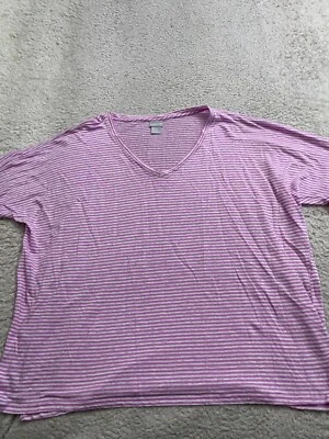 Blusa Chico's Mujer Lino Rayas Manga 3/4 Rosa-Púrpura Blanco Talla 3 (US 16) Foto 1 de 4