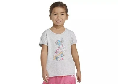 Adidas Camiseta Gráfica Brezo Niñas Pequeñas 4 Gris Claro Cuello Redondo Pullover + Foto 1 de 4