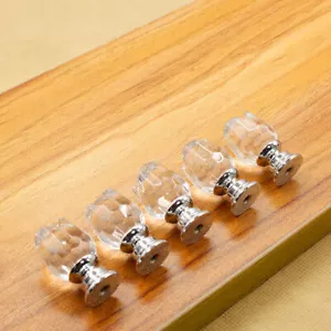 4X Transparent Crystal Rose Handle Pull Cupboard Drawer Door Knobs Home Decor - Picture 1 of 26