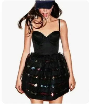 VESTIDO DE FESTA VICTORIA'S SECRET PINK® ANOS 2000 ARCO-ÍRIS-LANTEJOULAS BUSTIER - Imagem 1 de 4