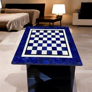 15" Square Lapis Lazuli Chess Table Top Random Stone Unique Garden Interior Deco - Picture 1 of 7