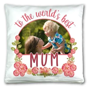 Personalised Photo World's Best Mum Cushion Cover Mother's Day Gift. Mom Mummy  - Picture 1 of 12