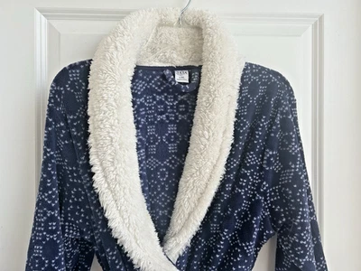 EUC плюшевый халат Ulta красоты женщин L/XL синий мягкий пояс галстук Fair Isle - Изображение 1 из 4