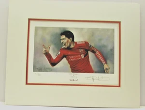 Luis Suarez Striker! Limited Edition Mounted Print by Stephen Doig - Picture 1 of 1