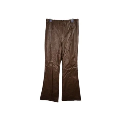 Pantalones de cuero acampanados Tiger Mist para mujer talla XL marrón con grietas altas  Foto 1 de 4