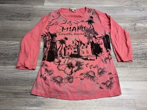 Vintage Suzie Damen Miami South Beach Strass Top Gr. M Kurzarm AOP Tee - Bild 1 von 7