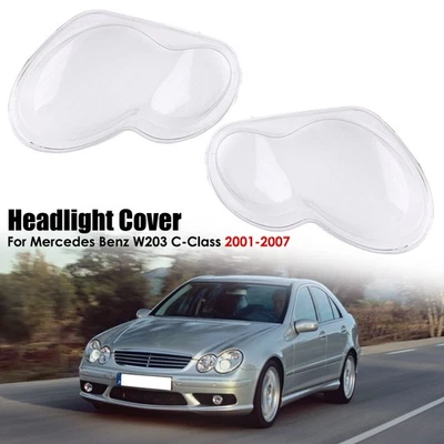 Par de pantallas de cubierta de lente de faros para Mercedes-Benz Clase C W203 2001-2007 Foto 1 de 4