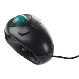 1x Black Hand Held 4D Usb Mini Trackball Mouse With USB Cable - Picture 1 of 5