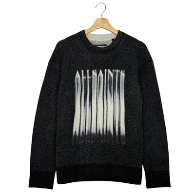 AllSaints Fayde Crew Sweater Mens Size M Wool Alpaca Graphic Pullover Gray - Image 1 of 4